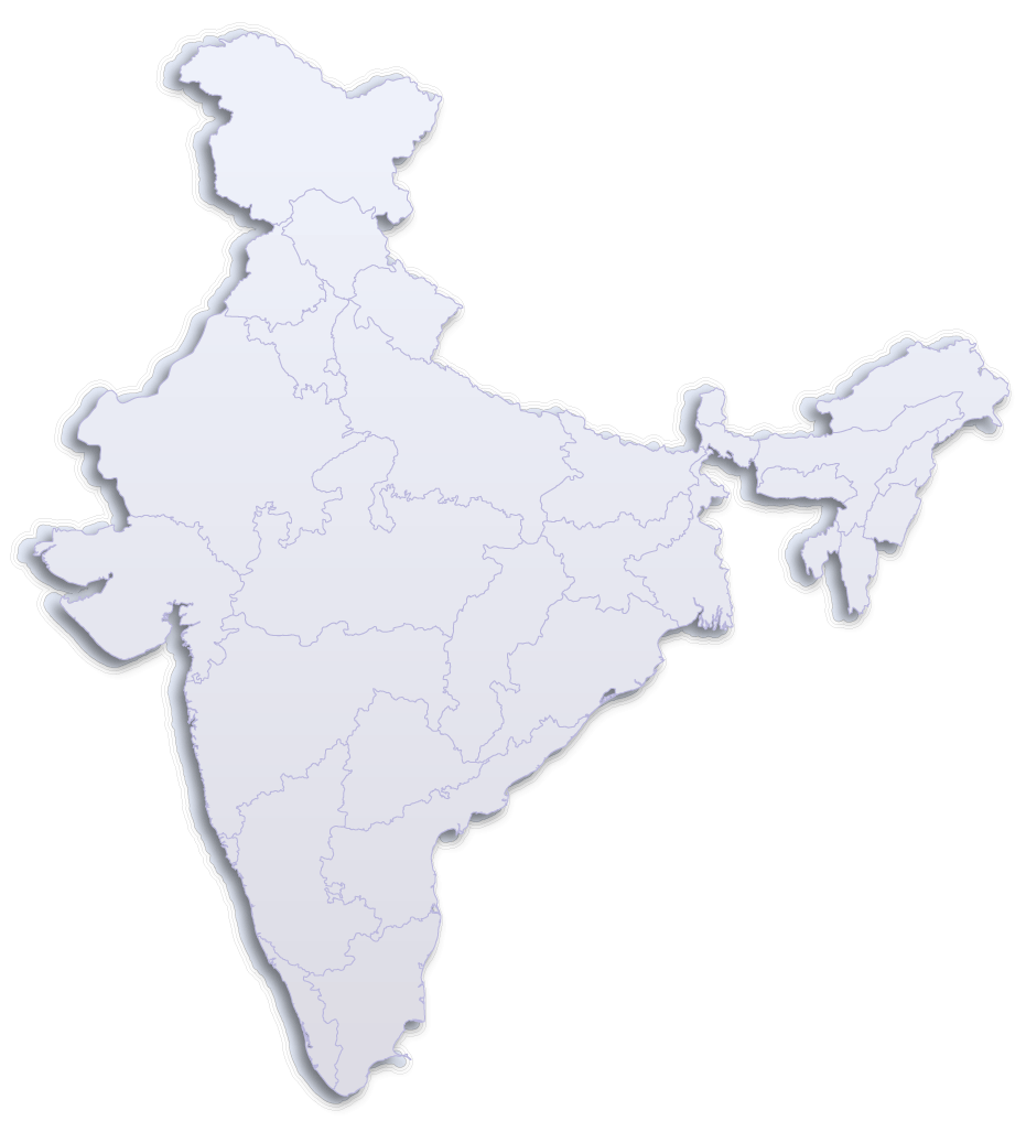 Map of India with service locations